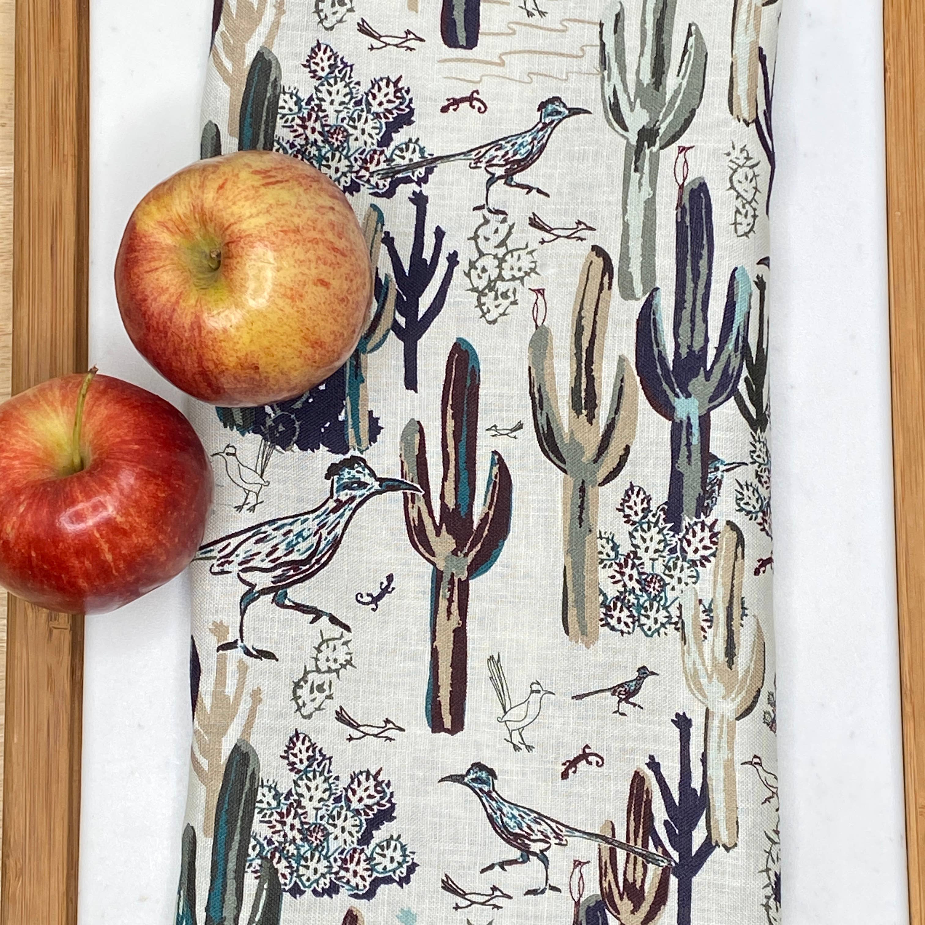 Cher the Fire - Wholesale Tea Towel - Linen Tea Towel, Roadrunner After the Rain - Southwest3