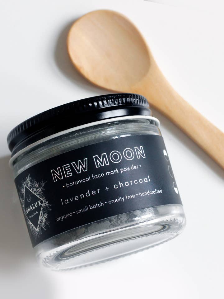 NEW MOON // Charcoal Botanical Face Mask for wholesale by Lunalux Botanicals
