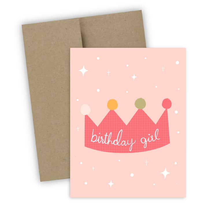 Birthday Girl Cute Pink Greeting Card for wholesale by Doohickle Designs