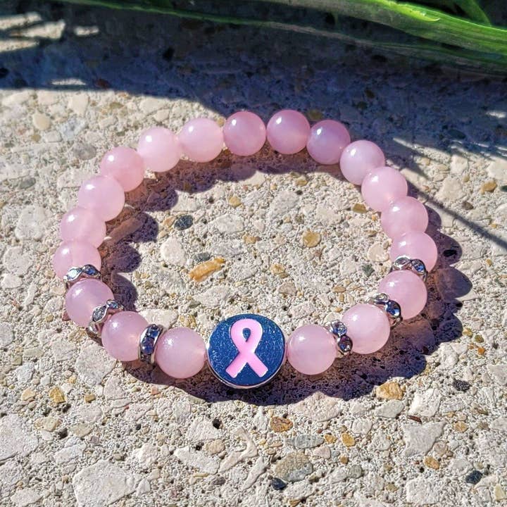 F #ck Bracelet Quartz Rose Cancer du sein pour la vente par Most Radiant Beads LLC