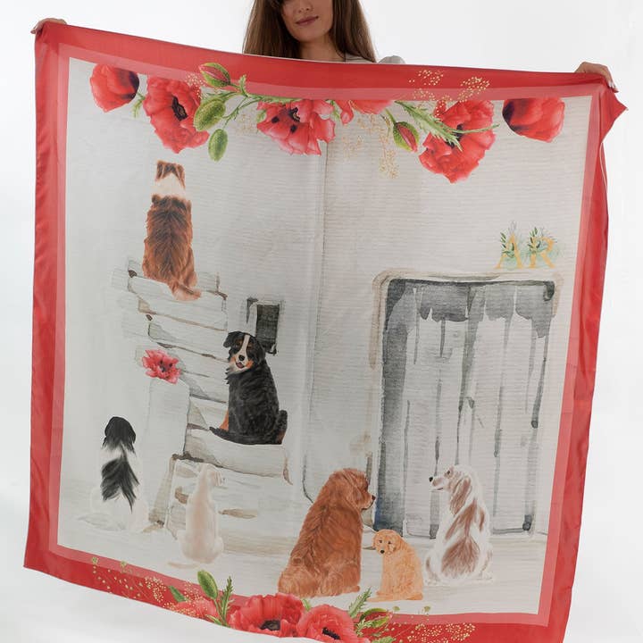 Sciarpa di seta quadrata del migliore amico per la vendita all'ingrosso da parte di Anna Rannestad Design AS