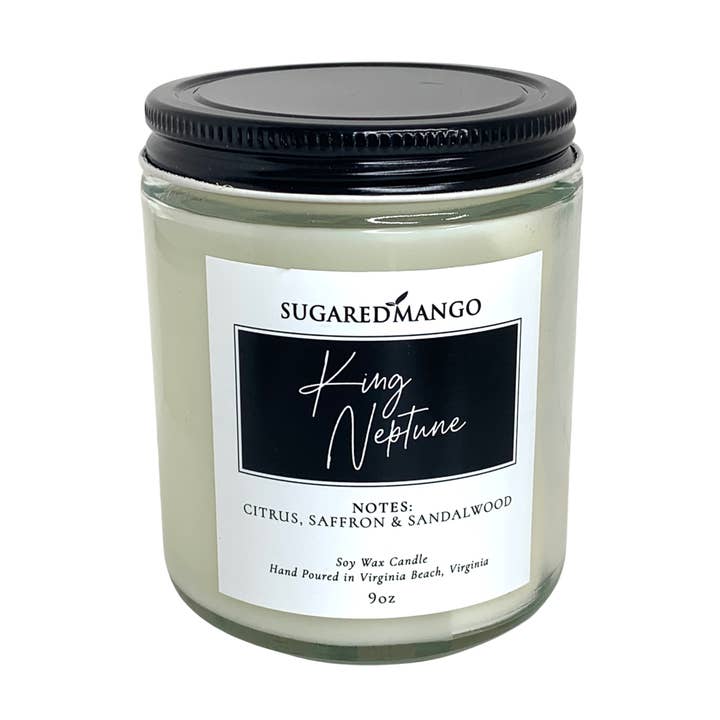 King Neptune Scented Soy Coconut Candle for wholesale by Sugared Mango Soaps