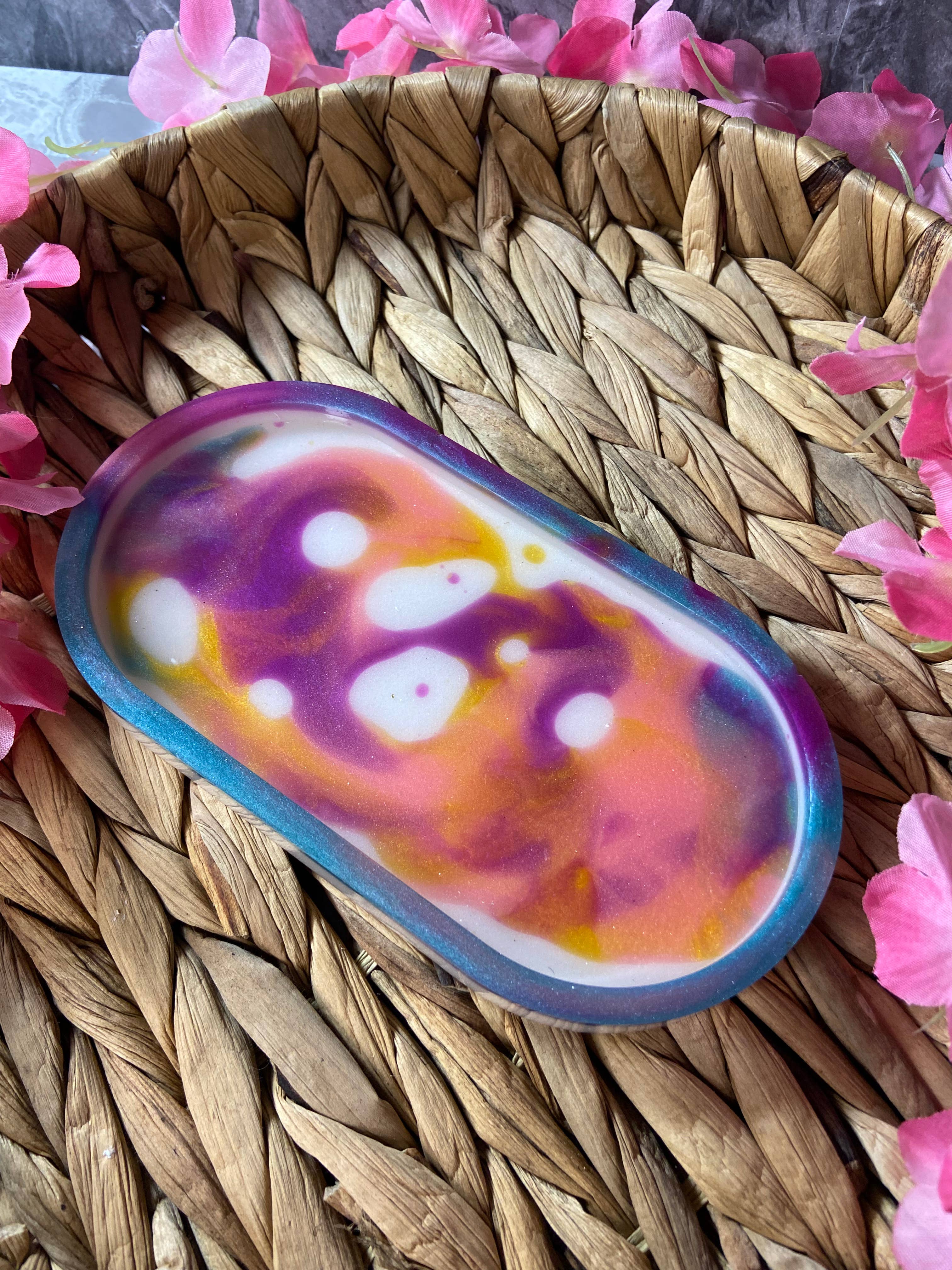 KraftzbyKenzie - Wholesale Jewelry Dish - Colorful Swirl Oval Trinket Tray | Trinket Dish | Catch-All3