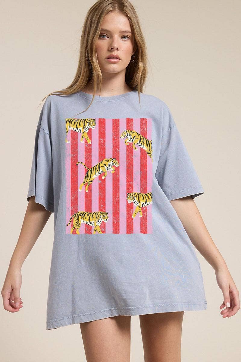 Zutter - Wholesale Screen Printed T-Shirt - Women's - Multi Tigers Elements Graphic Boyfriend Fit Tee6