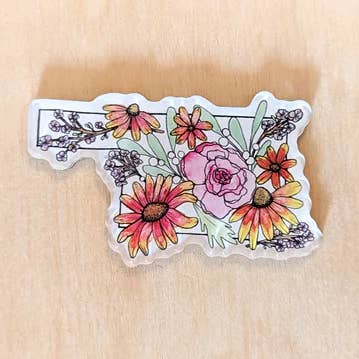 Kallos Ink - Wholesale Magnet - Oklahoma Shaped Floral Magnet0