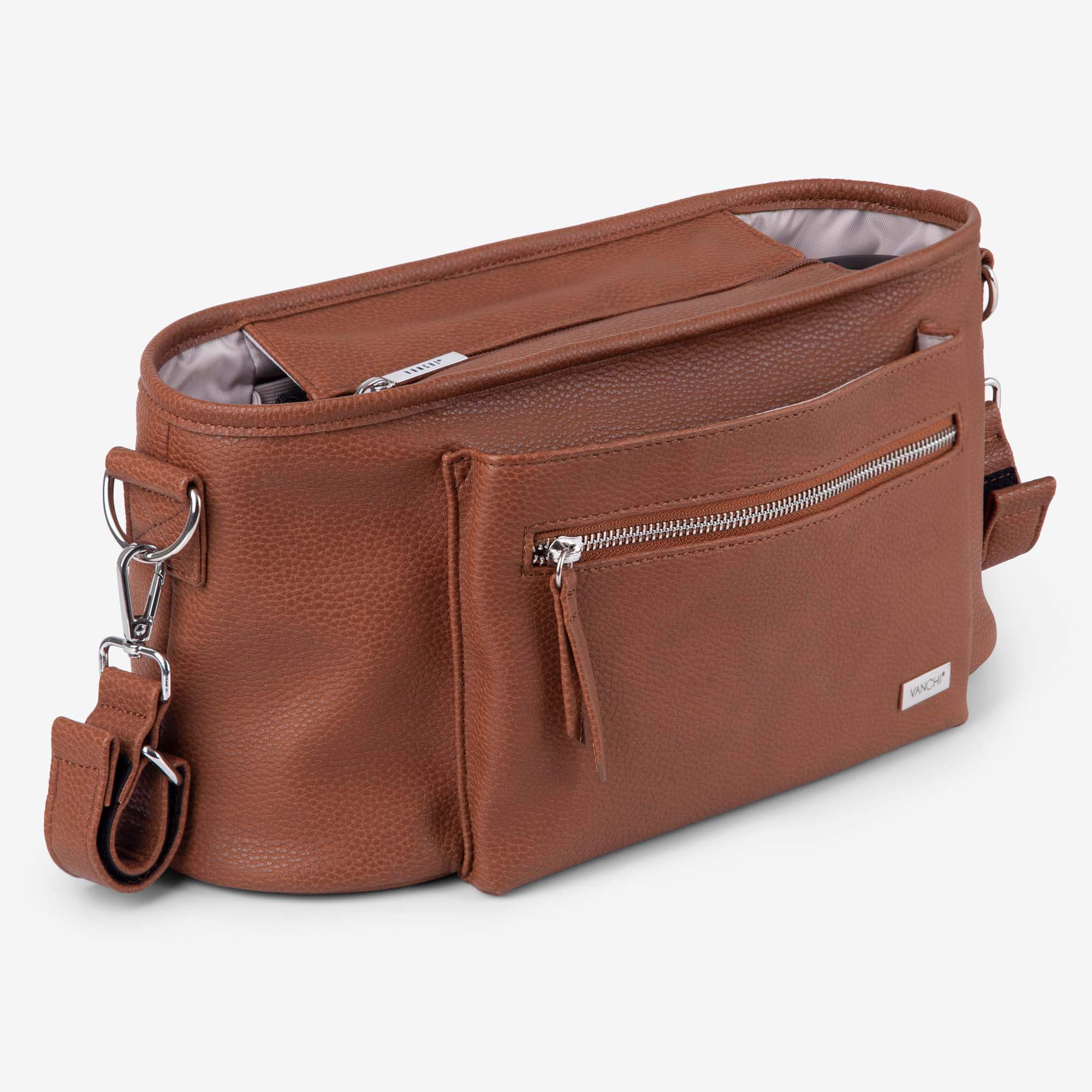 VANCHI – wholesale Nappy bag – Baby – VANCHI Pram Caddy - Pebbled Tan6