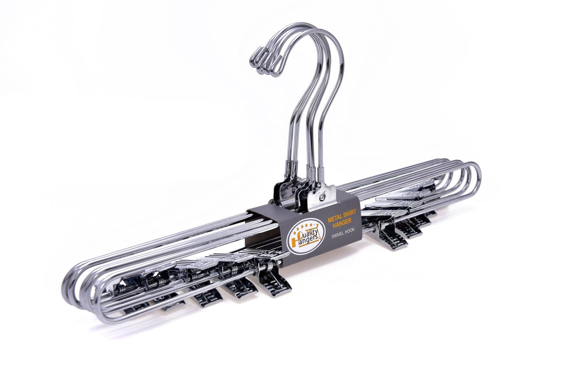 Quality Hangers - Wholesale Clothes Hangers - M053 Heavy Duty Metal Hanger + Clips Swivel Hook - 100pcs6