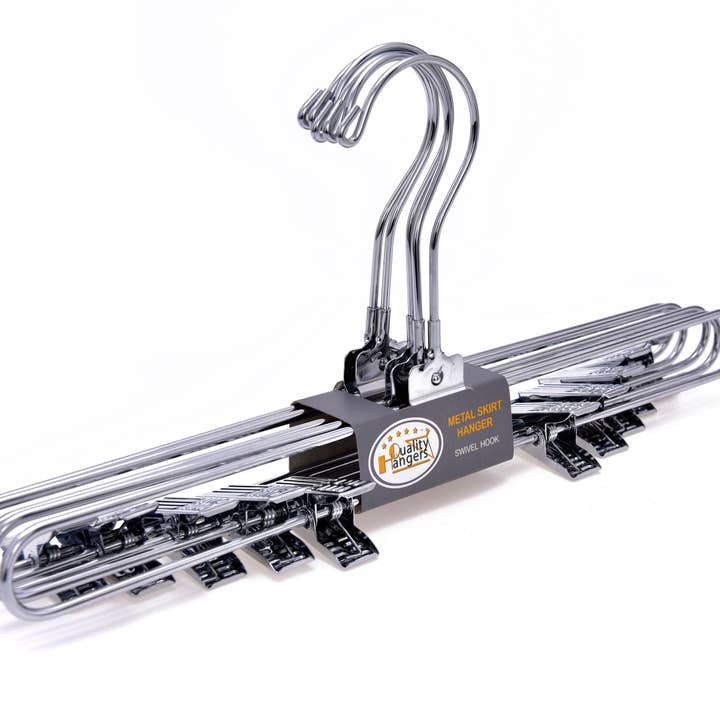 Quality Hangers - Wholesale Clothes Hangers - M053 Heavy Duty Metal Hanger + Clips Swivel Hook - 100pcs6