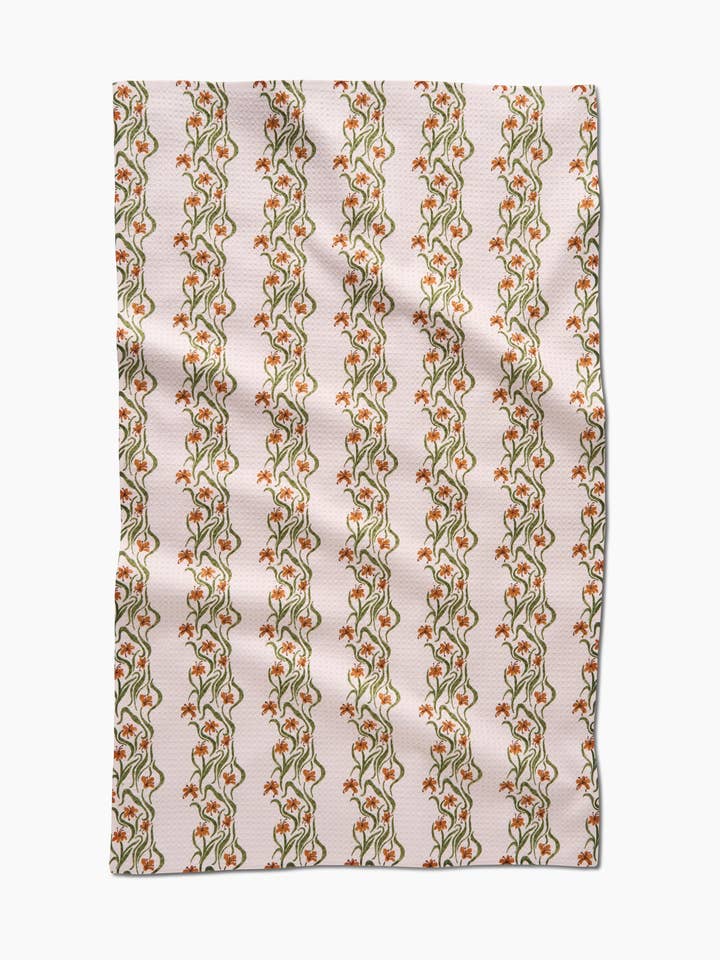 Floral Fall Stripe Tea Towel for wholesale by Geometry