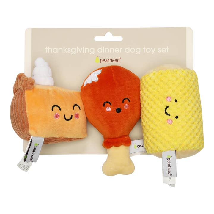 Pearhead - Wholesale Pet Plush Toy - Dog - Thanksgiving Dinner Fall Dog Toys, Set of 3