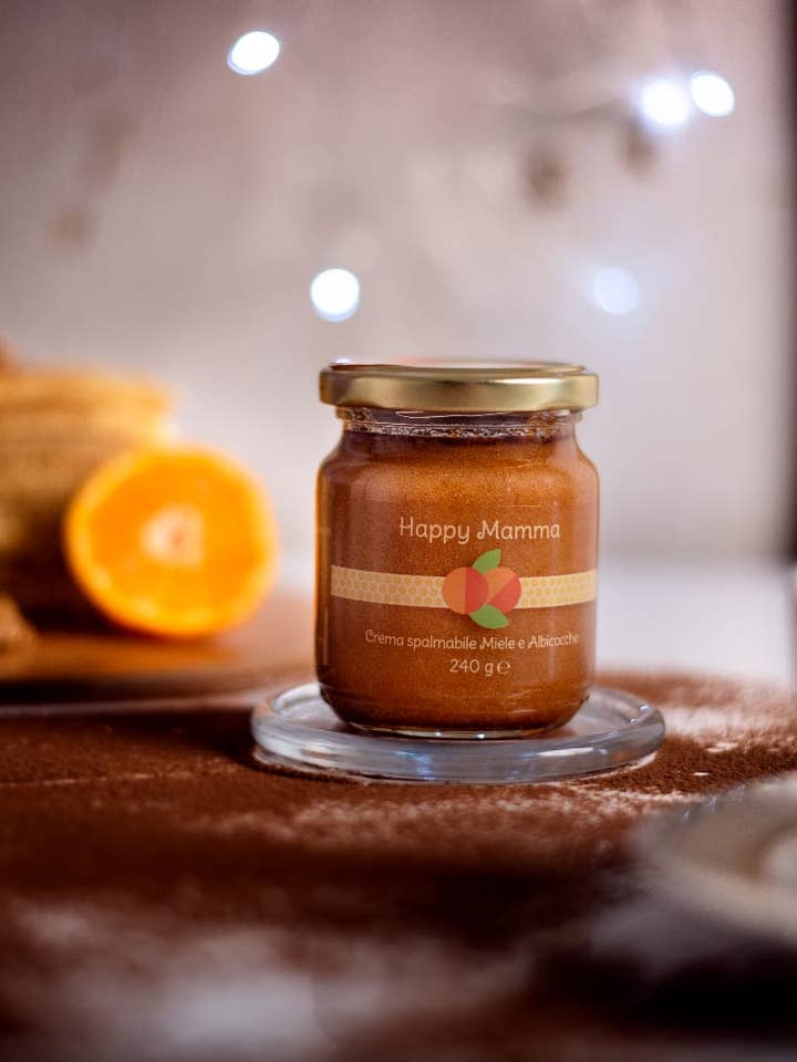 “Happy Mamma” Honey and Apricot Spreadable Cream 240 gr for wholesale by Happy Mamma