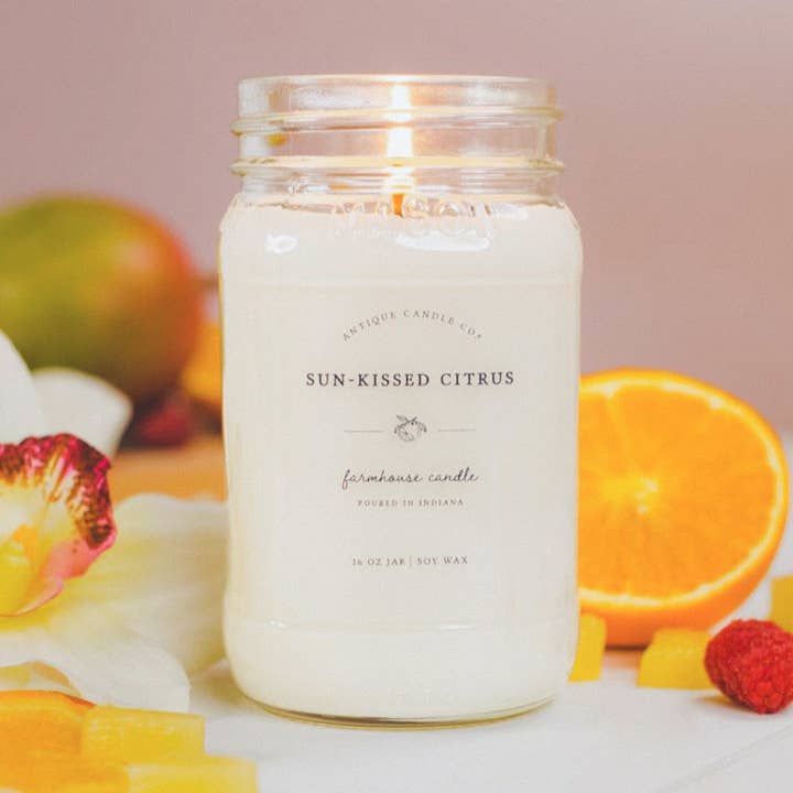Antique Candle Co.® - Wholesale Jar/Filled Candle - Sun-Kissed Citrus - Soy Wax Mason Jar Candle1