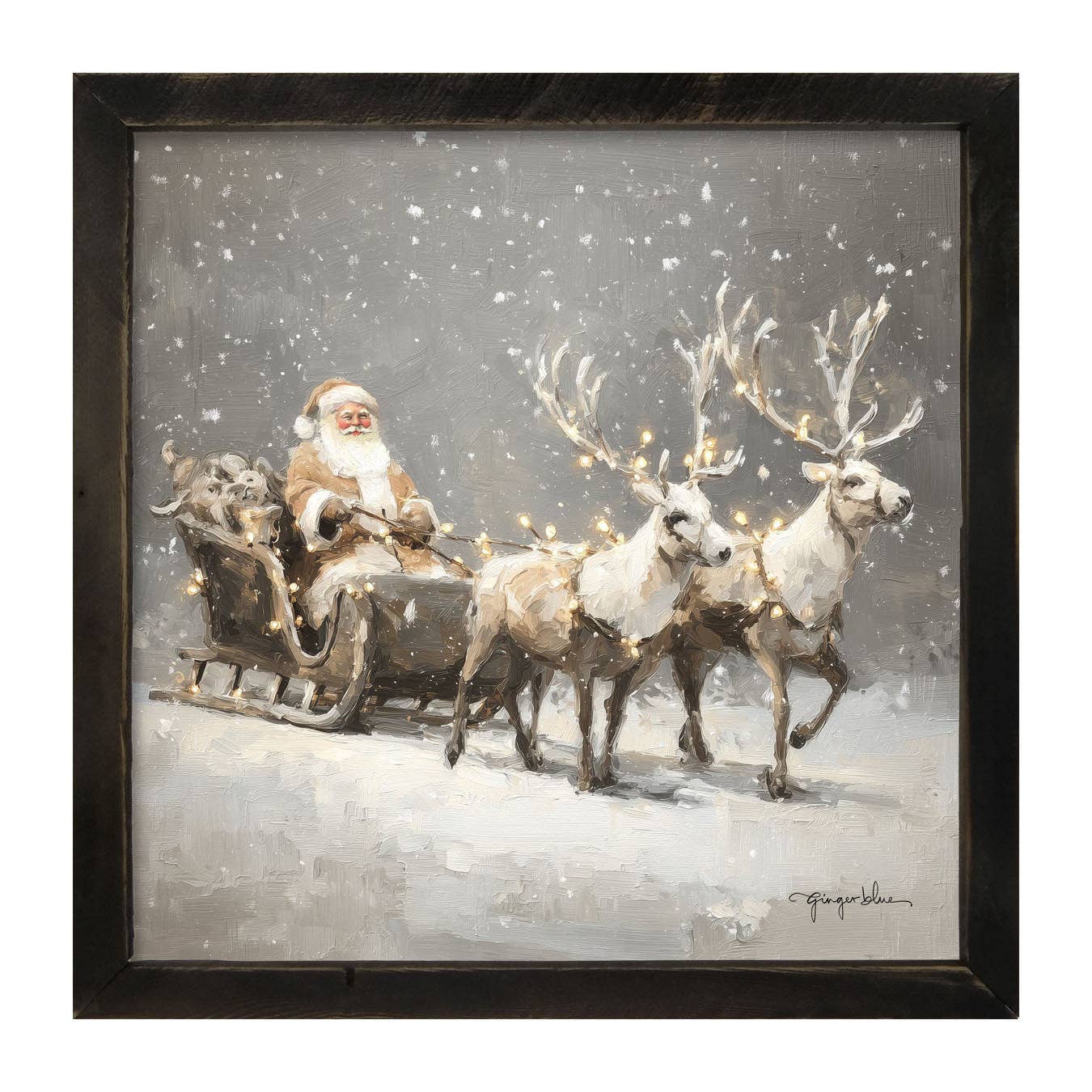 ginger blue - Wholesale Christmas Wall Art - Christmas Lights on Sleigh9