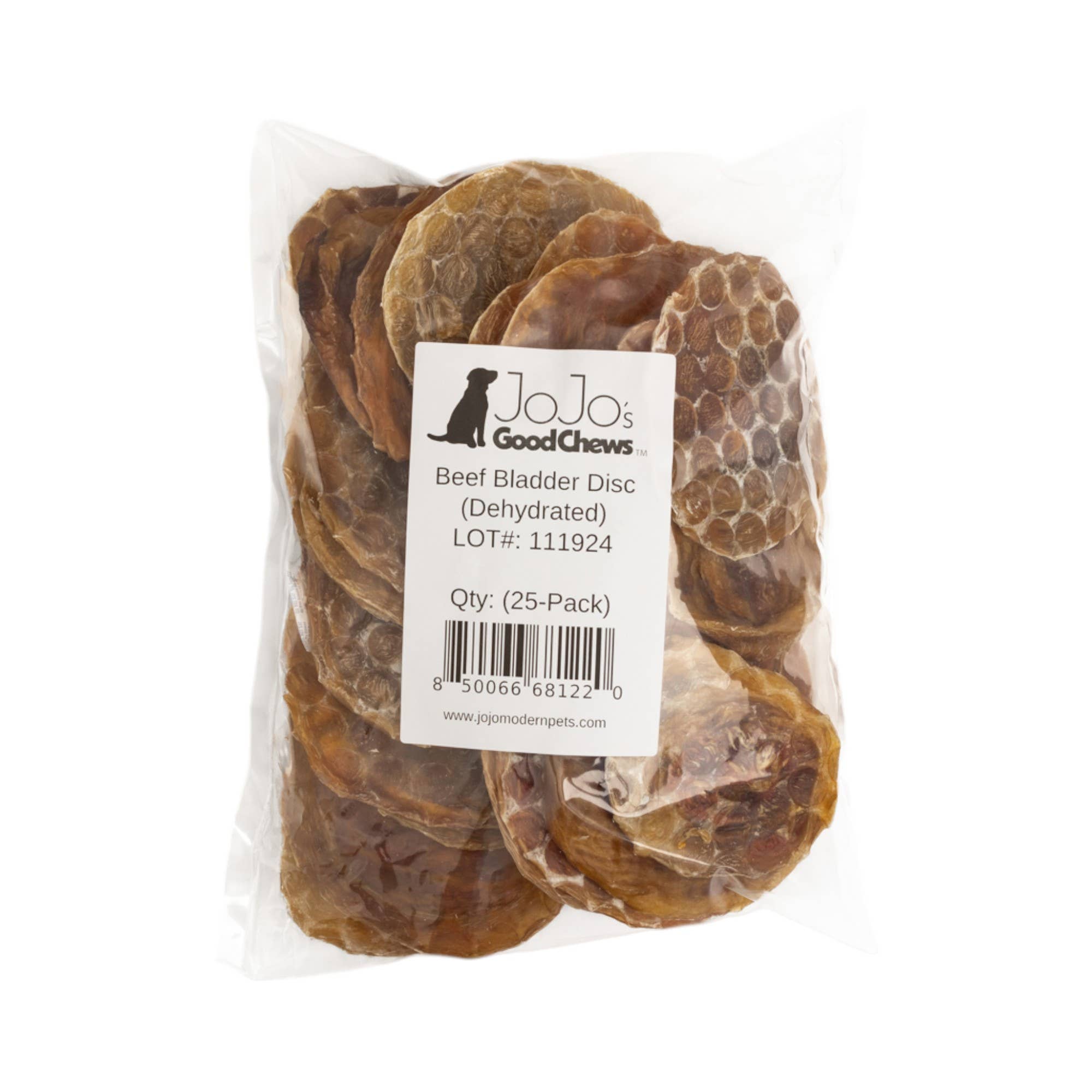 Jojo Modern Pets – wholesale Godis - Hund – Helt naturliga 3”-4” nötkreatursblåsediskar för hund (25/påse)1