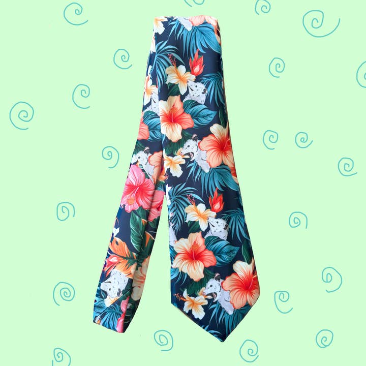 Cravate hawaïenne opossum pour fête luau et tropicale hawaïenne pour la vente par The Crazy Opossum Lady