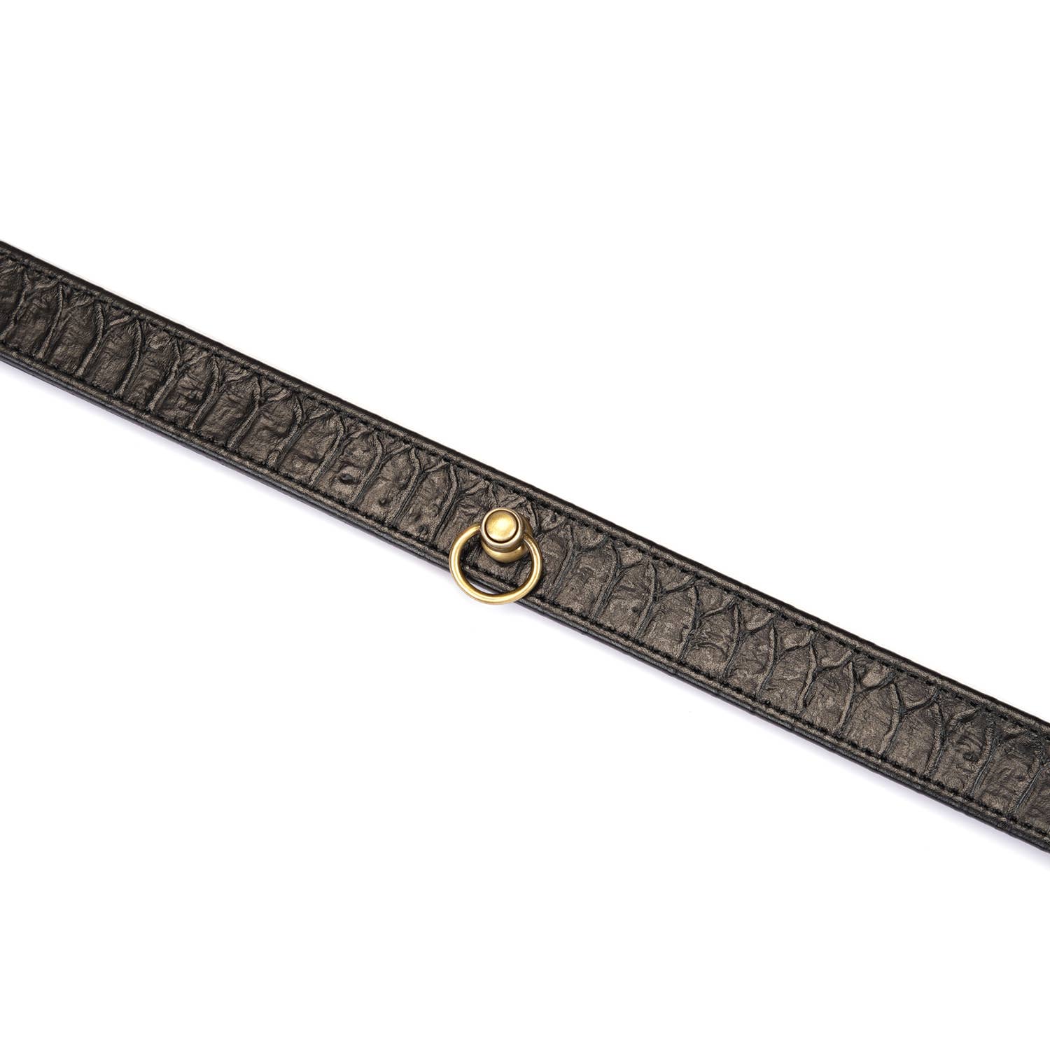 Liebe Seele - Wholesale Pet Collar - Cat/Dog - Crocodile Noir: Black Leather Collar with Chain Leash4