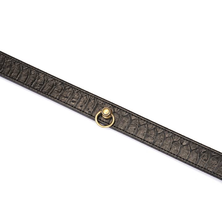 Liebe Seele - Wholesale Pet Collar - Cat/Dog - Crocodile Noir: Black Leather Collar with Chain Leash4