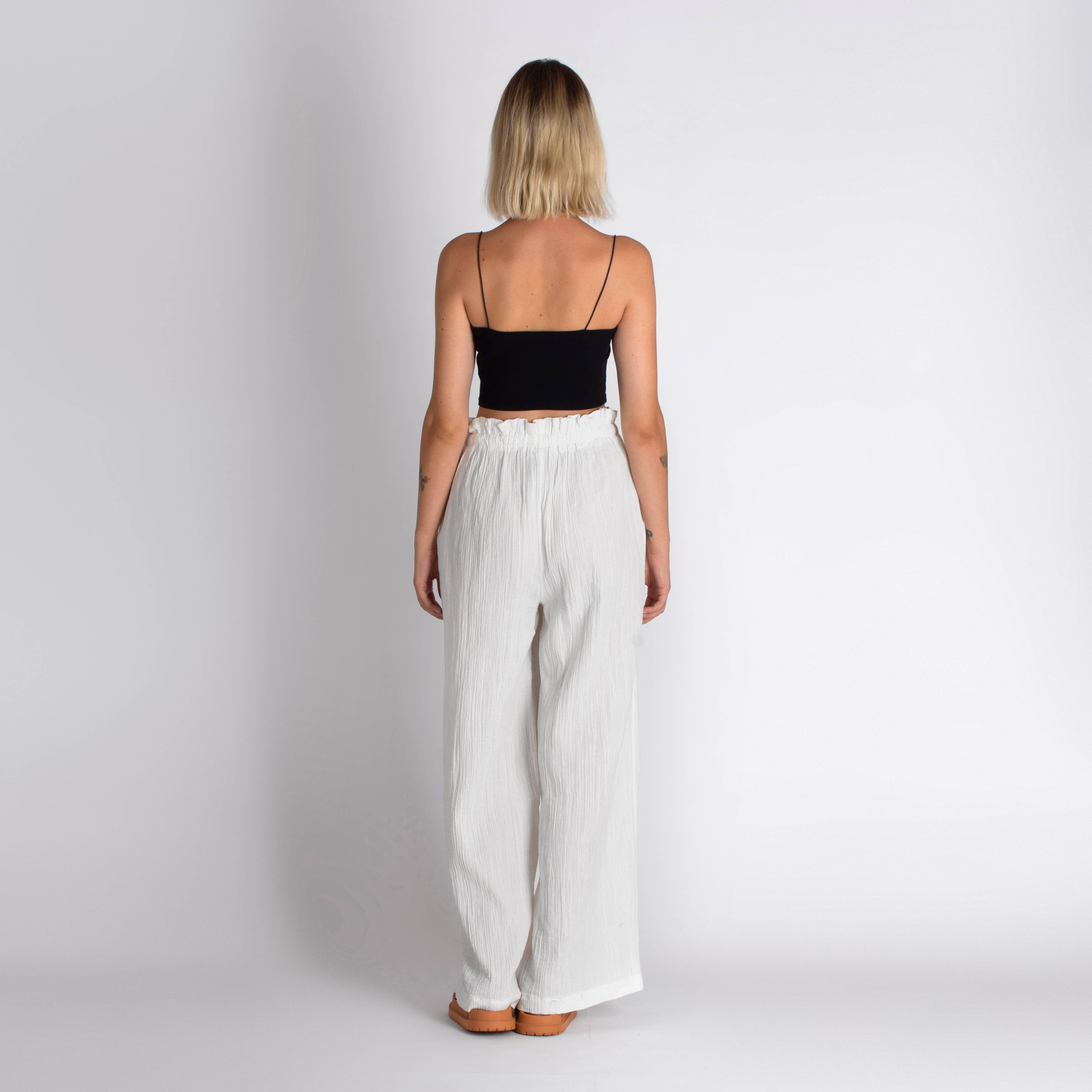 loom.ist - Wholesale Broek - Dames - Mousseline dubbelgelaagde katoenen broek met wijde pijpen3