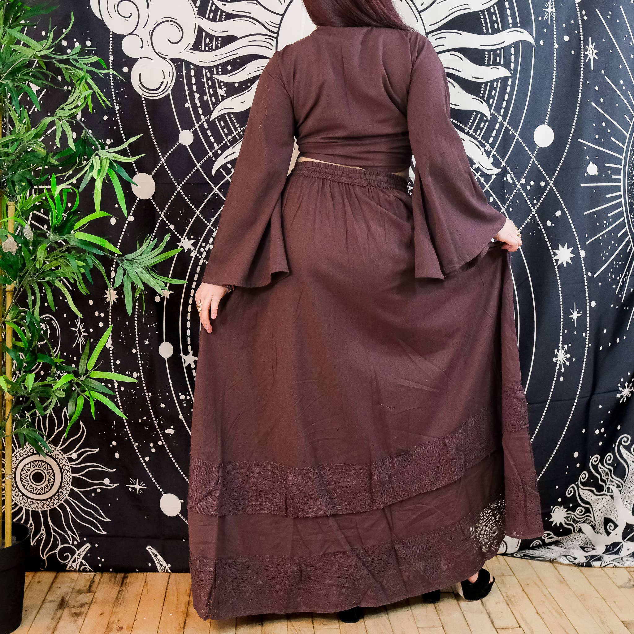 Karma Nepal Crafts - Venta al por mayor Conjuntos de top y falda - Mujer - Conjunto de falda fluida boho de encaje de algodón5