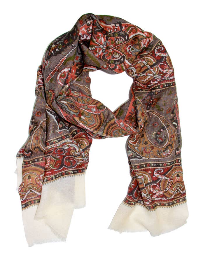 Sciarpa in tessuto Paisley con bordi a contrasto per la vendita all'ingrosso da parte di SAACHI