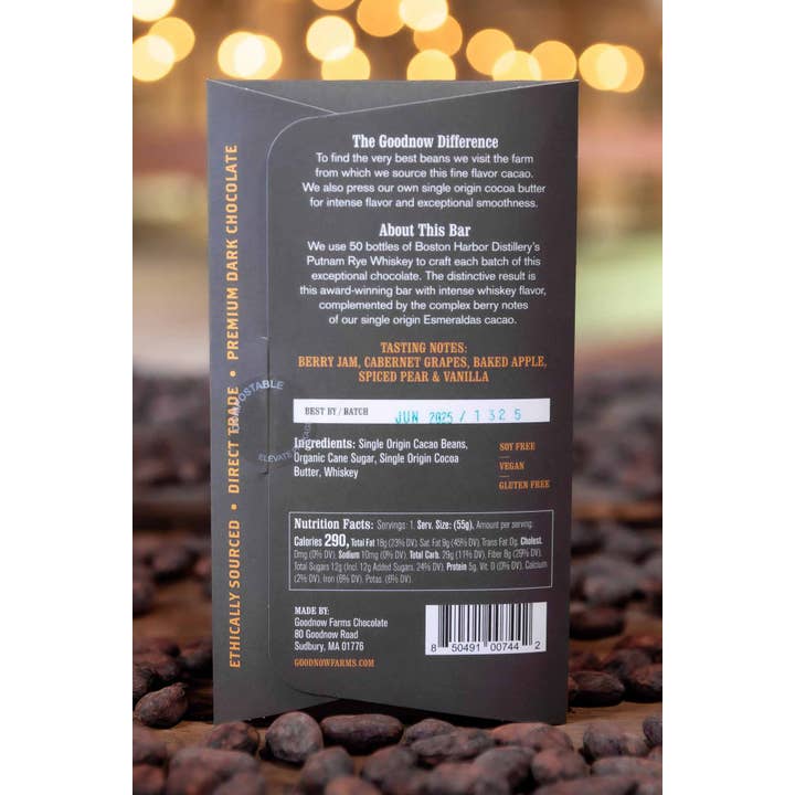 Goodnow Farms Chocolate - Wholesale Chocolate Bar - Special Reserve, Putnam Rye Whiskey Craft Chocolate