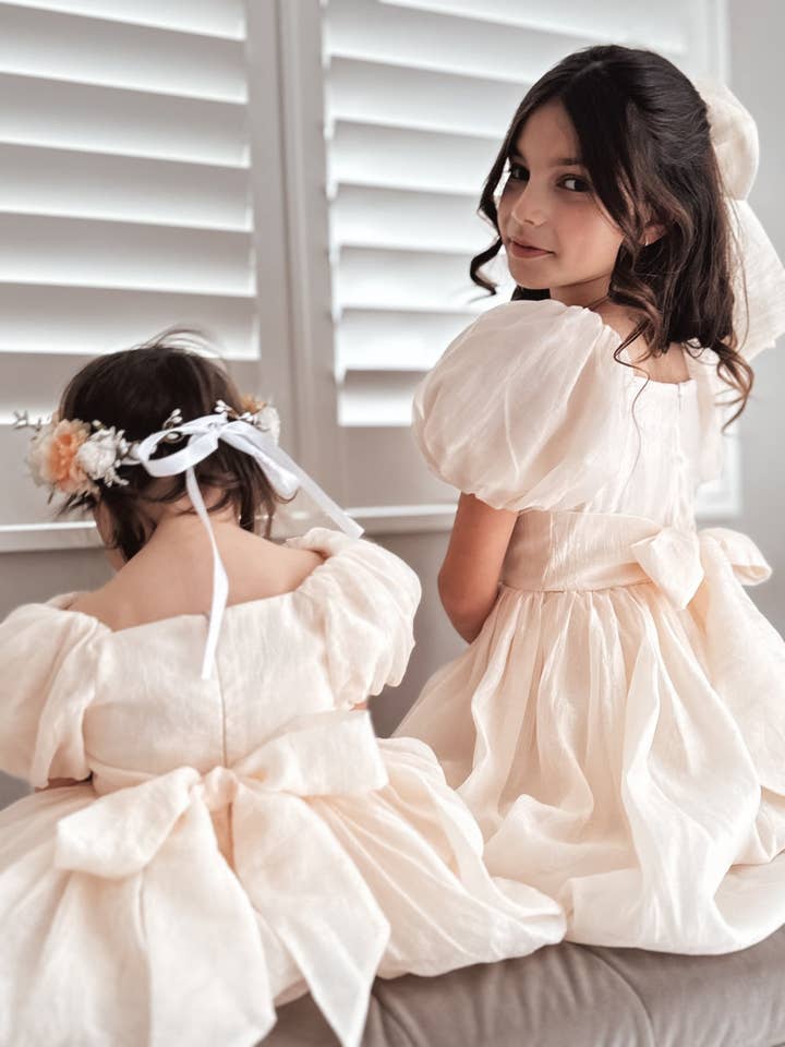 A Little Lacey - Wholesale Dress – Kids - Lucy Girls Champagne Midi Dress8