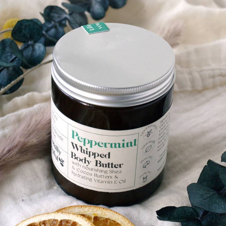 Peppermint Whipped Body Butter, 100% Natural Ingredients, for wholesale by Naturally Soapful