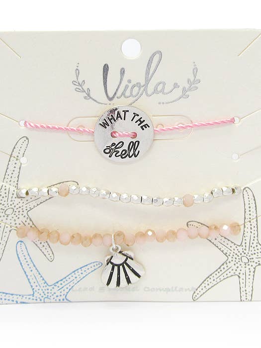 ( L540 ) PULL TIE BEAD THREE BRACELET SET for wholesale by Jewelry Max