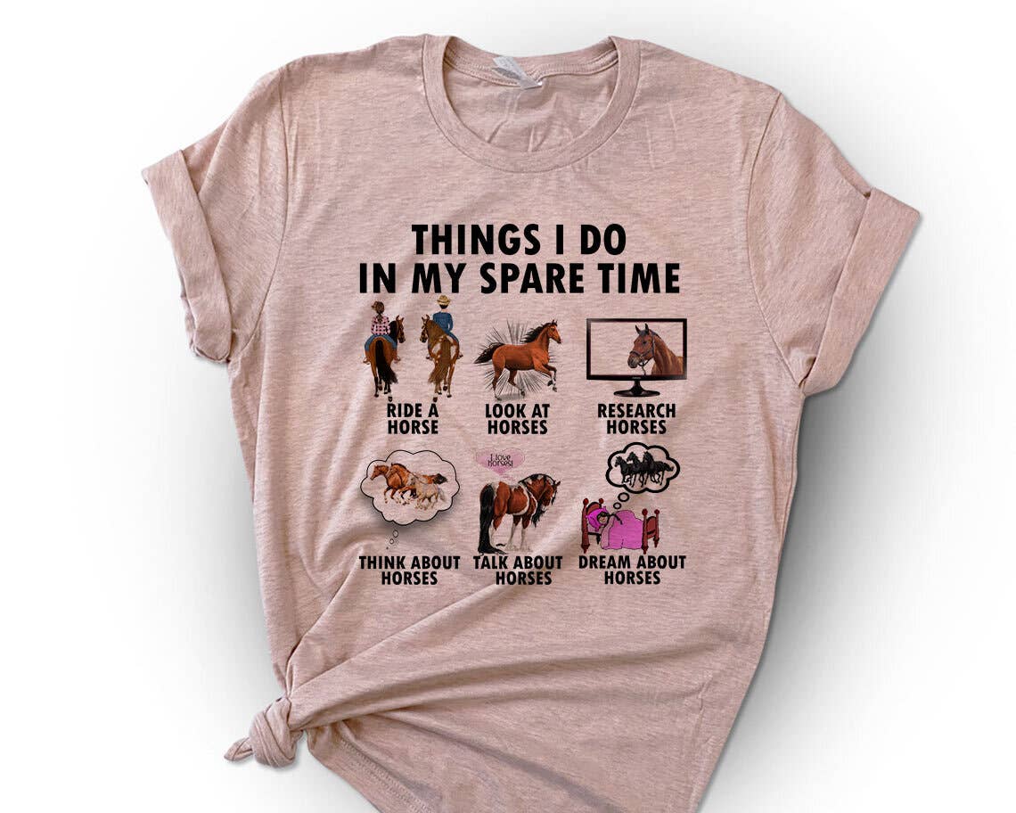 House Of Rodan - Vendita all'ingrosso Maglietta stampata - Donna - Cose che faccio nel tempo libero - Maglietta equestre Horse Lover0