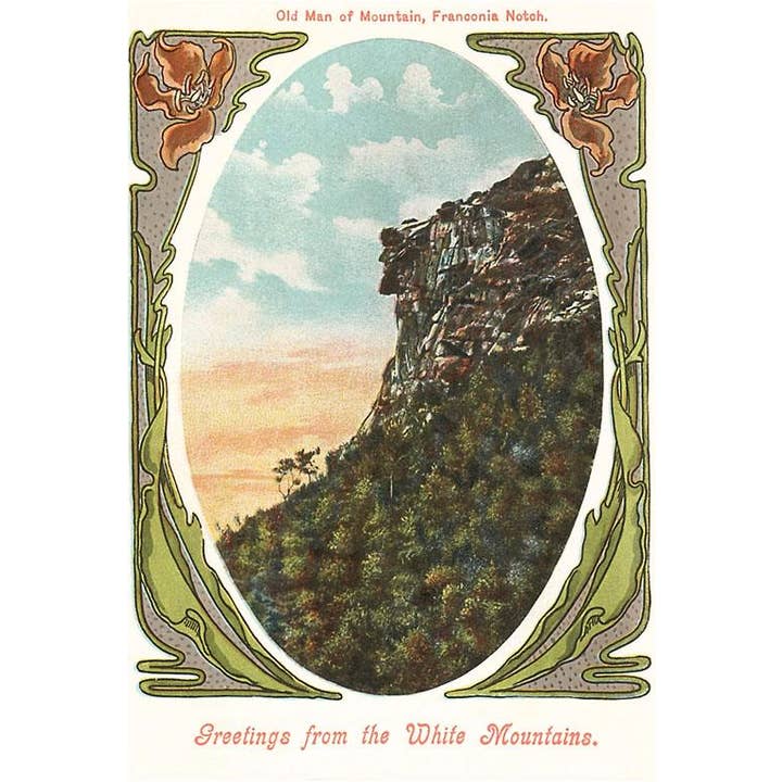 Sticker NH-111 Old Man of the Mountains, White Mountains for wholesale by Found Image Press