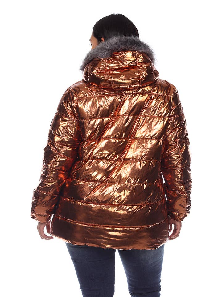 WHITE MARK - Vendita all'ingrosso Cappotto - Donna - Piumino metallizzato con cappuccio - Taglie Forti18