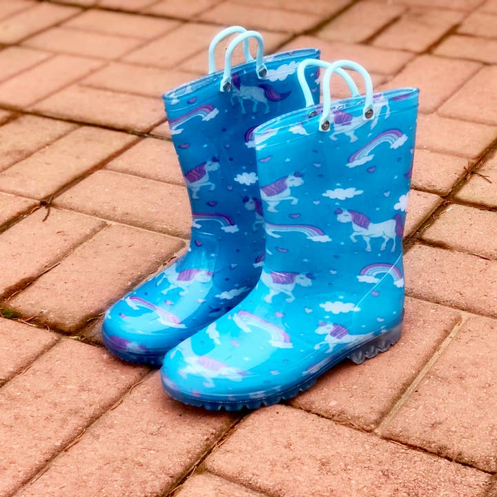 Eastern Off Price - Wholesale Rain Boots – Child - Norty Little Big Girls Rain Boots 41290- Turquoise Unicorns5