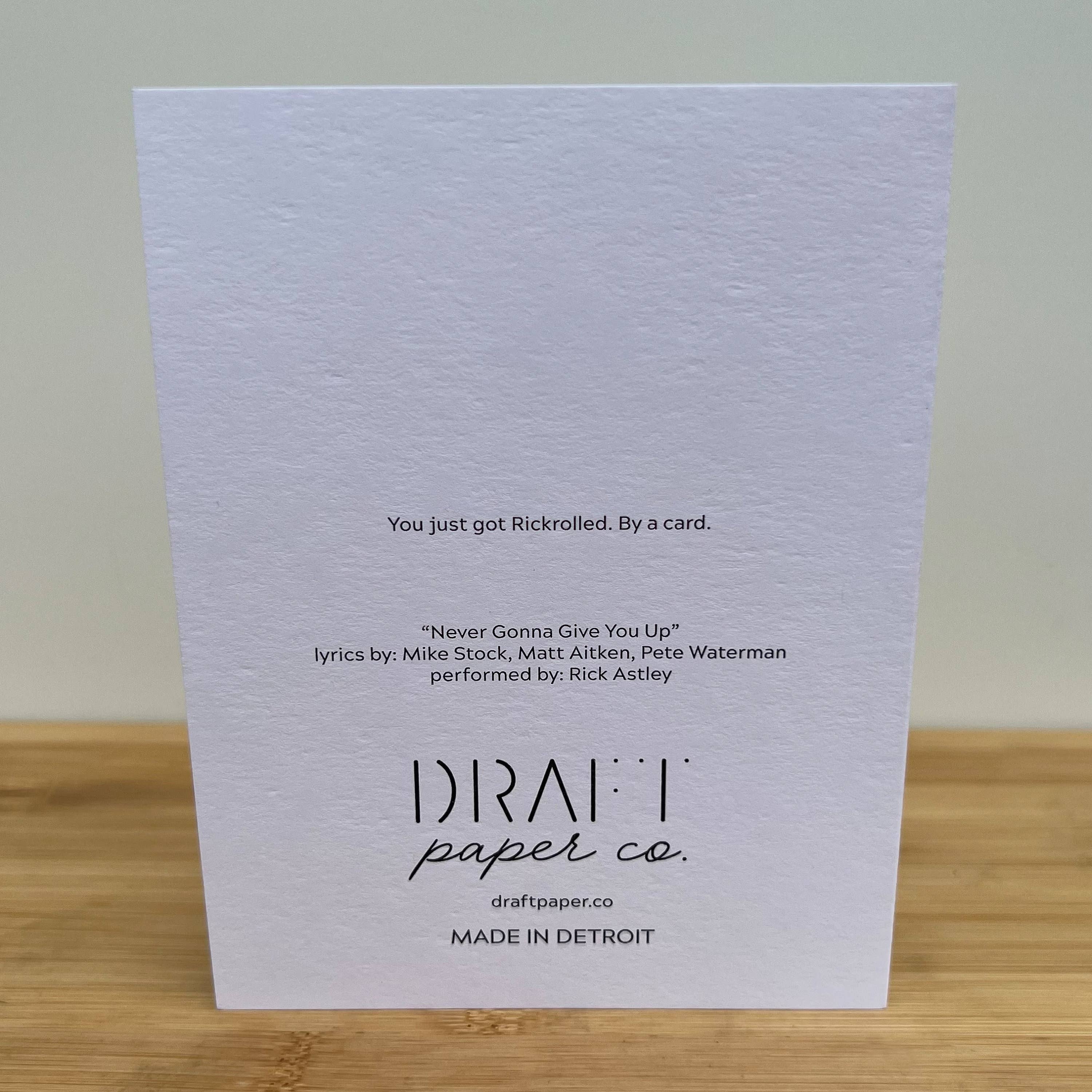 Draft Paper Co. - Wholesale Love Card - Greeting Card • Rickroll2