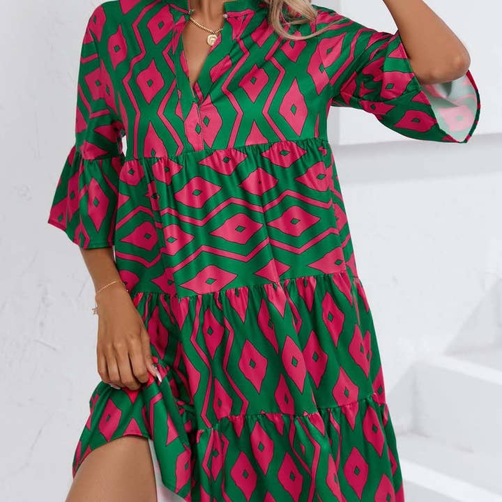 Masyal - Wholesale Dress - Women's - Summer loose V-neck casual short dress for women1