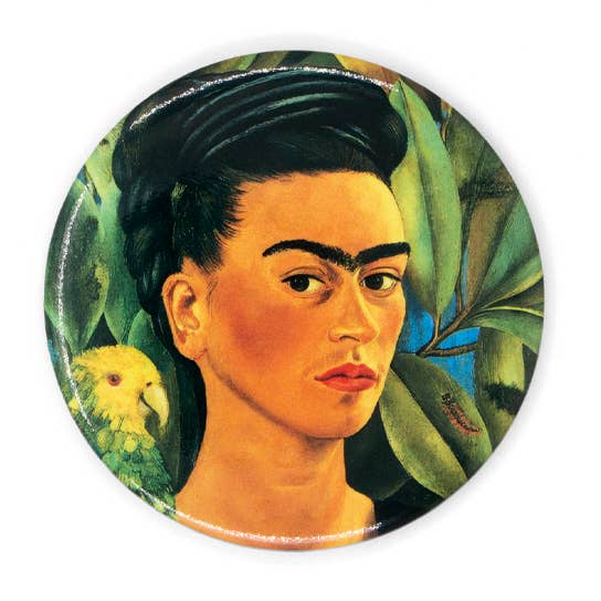 Frida Kahlo lommespejl Ø80 mm – Selvportræt Bonito for engroshandel hos MUSEUM WEBSHOP