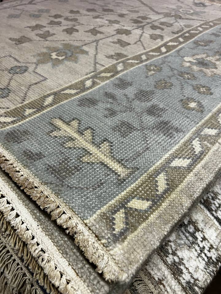 Molly Van Amburgh 4x4 Grey Hand-Knotted Oushak Rug for wholesale by Banana Manor Rug Co.