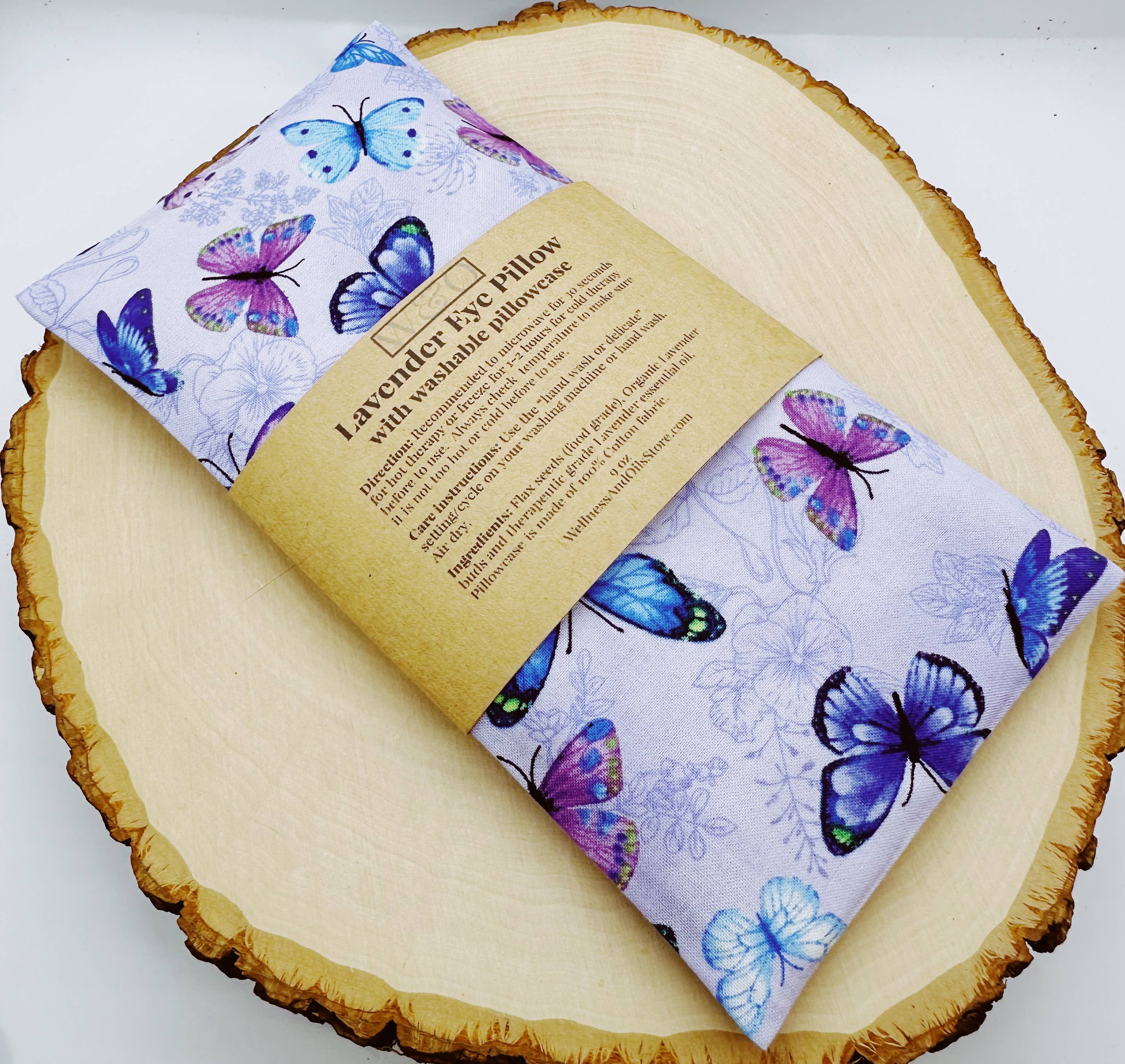 Wellness & Oils - Wholesale Spa/Therapy Pillow - Lavender Eye Pillow with Washable Cover-Purple Butterflies0