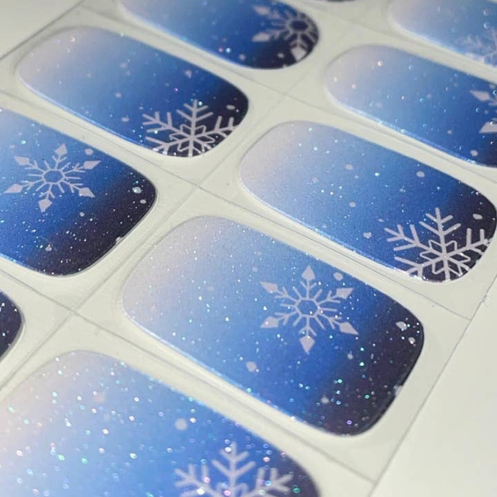 Blue Snowy Super Jellies DIY Semi Cured Gel Nail Wraps for wholesale on Faire4