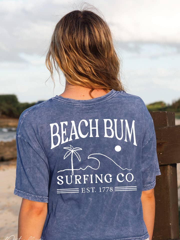 BEACH BUM Cropped Mineral Grafisk Top for engroshandel hos OAT COLLECTIVE