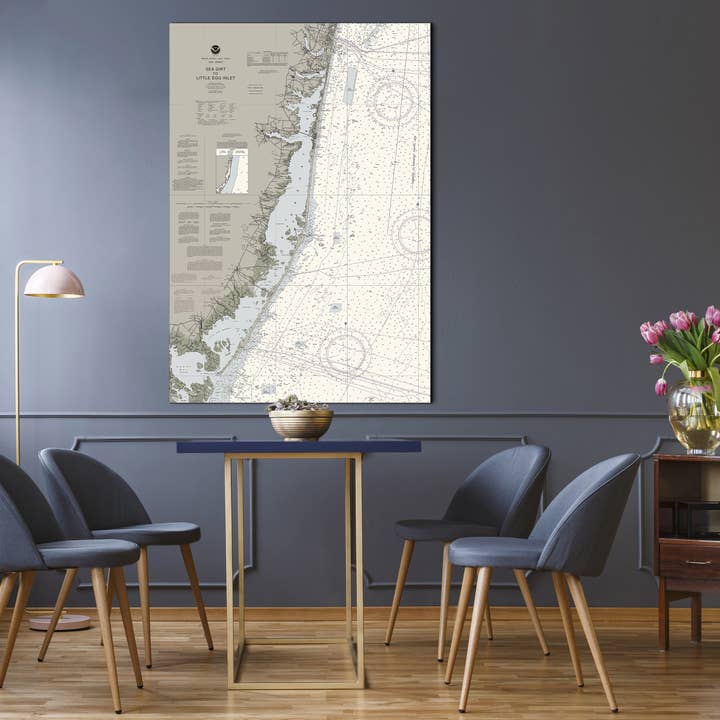 Circondato dal mare a Little Egg Inlet, Barnegat Bay, New Jersey per la vendita all'ingrosso da parte di The Nautical Chart Co.