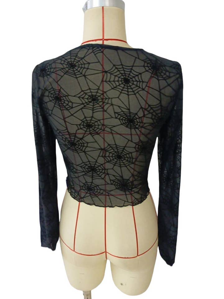 Black fungus edge spider web transparent T-shirt for wholesale on Faire8
