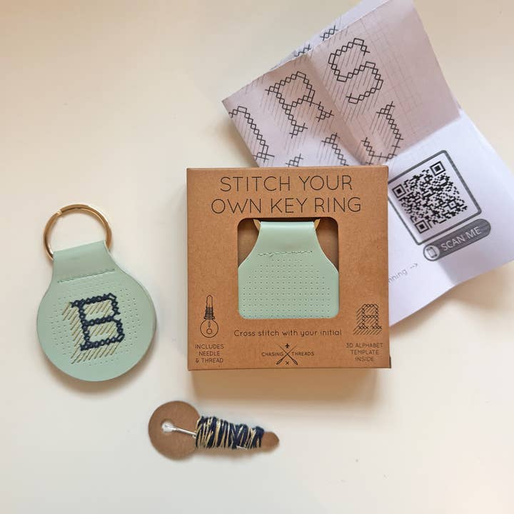 Stitch Your Own Keyring - Mini Cross Stitch Kit - Mint for wholesale by Chasing Threads