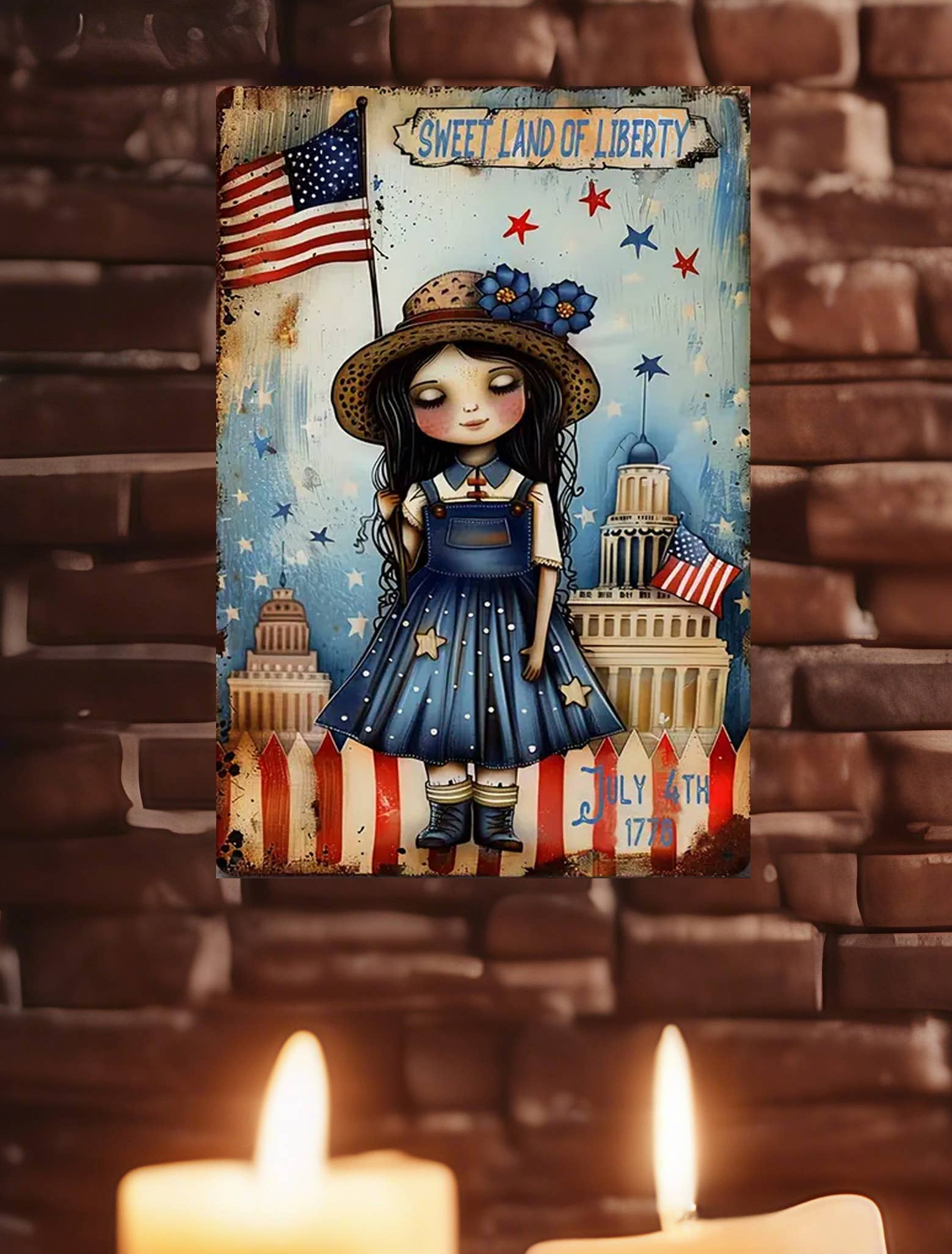 Bad Bunny Designs - Wholesale Sign -  Sweet Land of Liberty Girl  Metal Sign               1