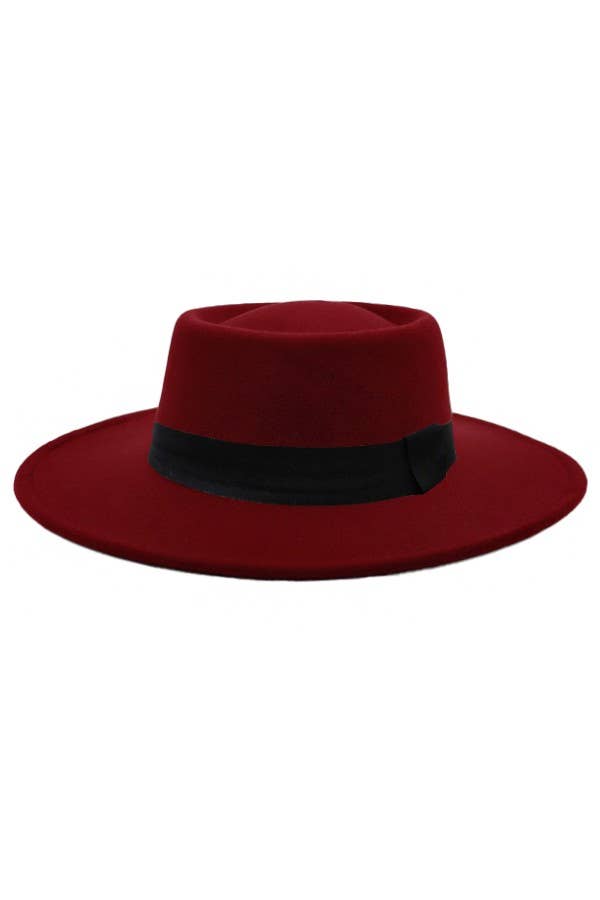 Cap Zone - Wholesale Fedora - Women's - Bolero Felt Pork Pie Crown Hat-Black Band4