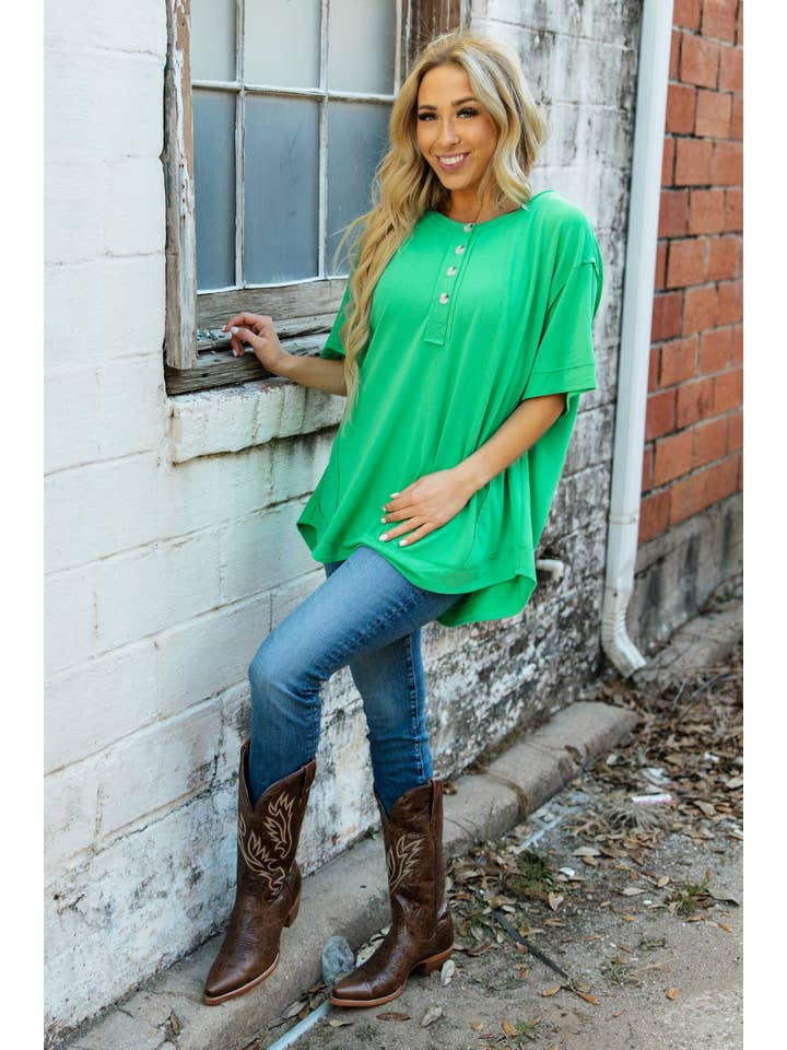 Andrée by Unit - Wholesale Tunic - Women's - Front Button Detail Terry Cloth Top