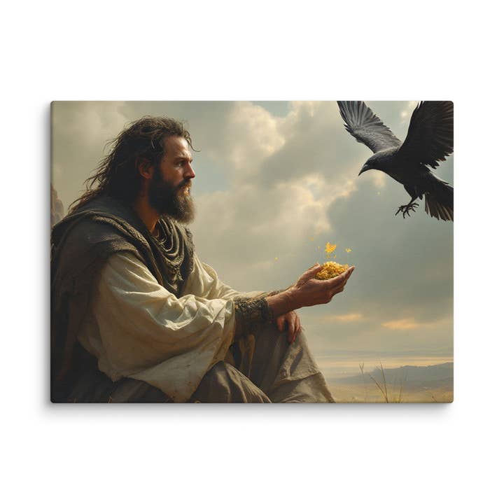 Elijah Fed by Ravens Canvas - 1 Kings 17:2-16 for wholesale by Grow Your Faith