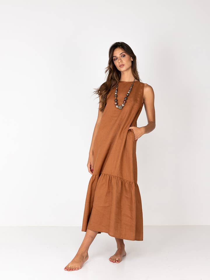 Indian long dress - vestito lungo lino per la vendita all'ingrosso da parte di Simplicitas