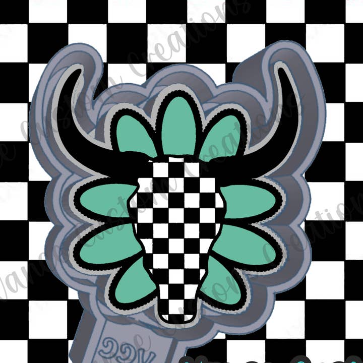 Vance Custom Creations - Wholesale Craft Supplies - Checkered Bull Skull Freshie Mold0