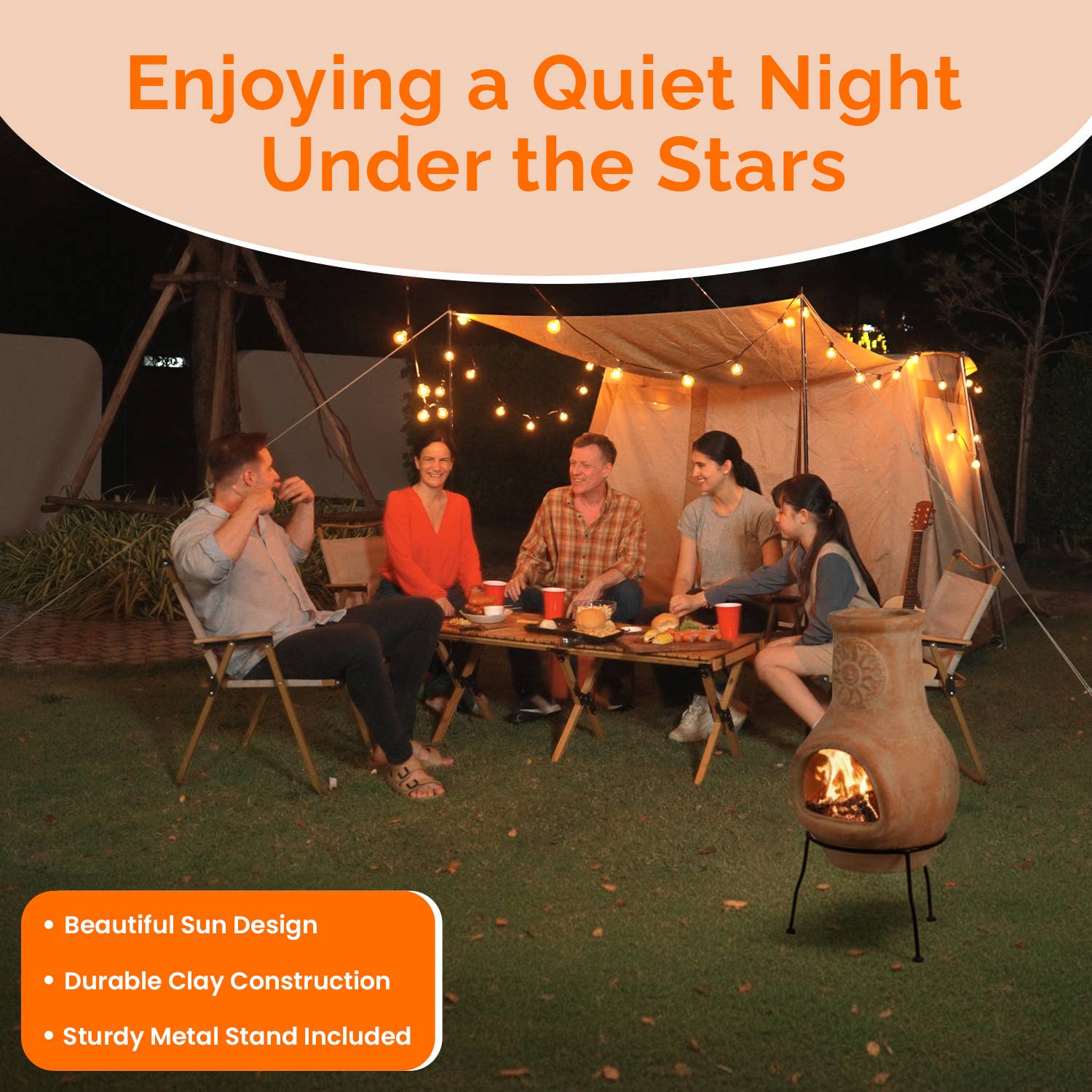 Quickway Imports - Wholesale Fire Pit - Outdoor Clay Chiminea Sun Design Charcoal Burning Fire Pit4