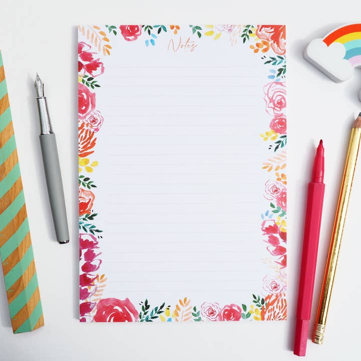 Blocco note A5 foderato floreale per la vendita all'ingrosso da parte di Little Fish Stationery